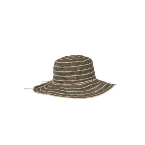 Chapeau tendance ajustable en raphia rayé à bord long - CAPAYA Gris / Ecru