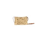 Sac porté travers forme trapèze en raphia crocheté - TRALOA Ecru