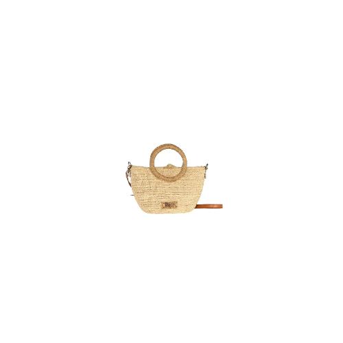 Petit sac en crochet raphia bicolore anse amovible - CHIQUITOA Ecru