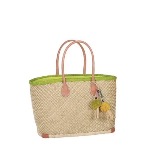 Panier avec bordure colorée - TISSAO-  Anis Large
