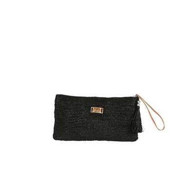 Longue pochette crochet dragonne cuir - LONGISOA Noir