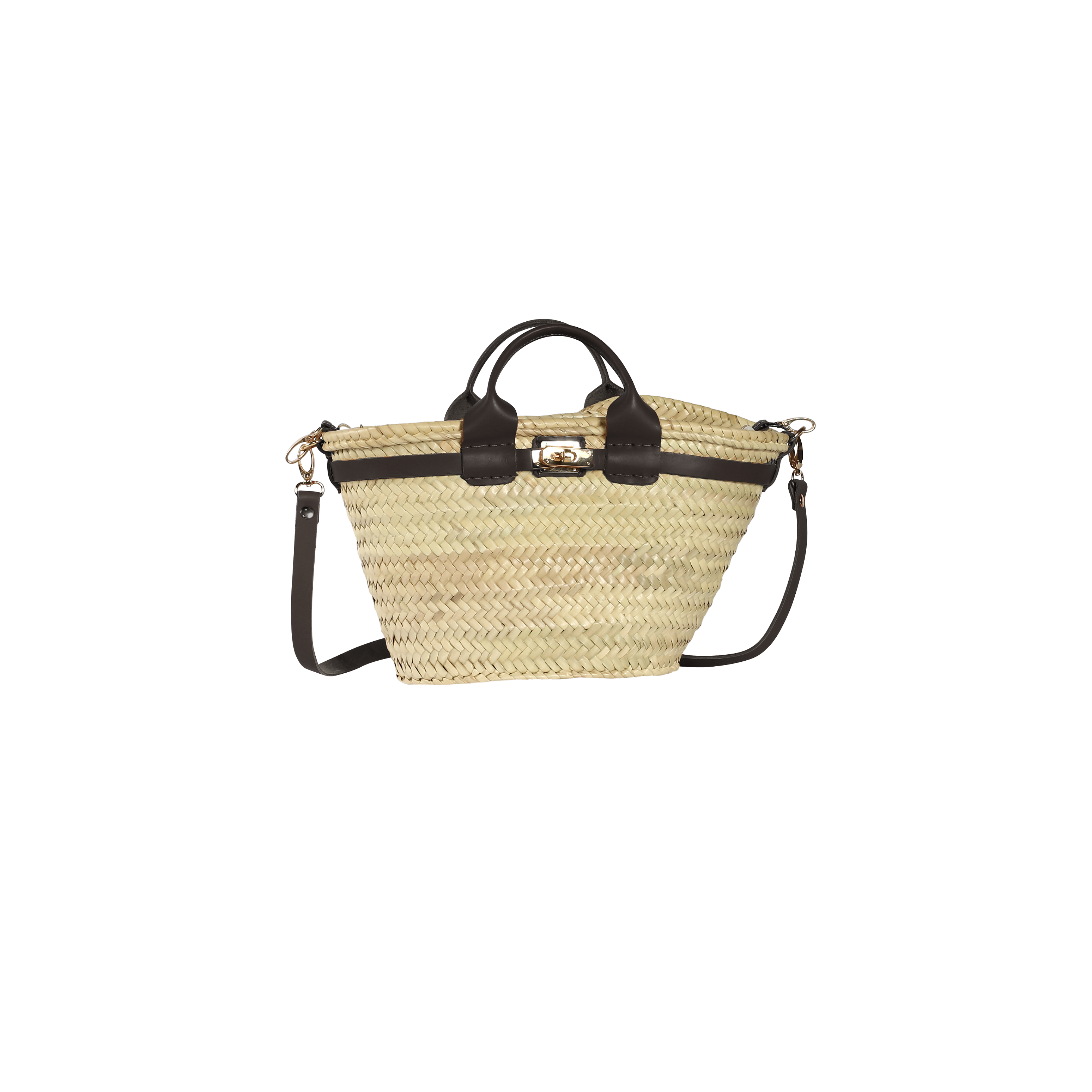 small basket with leather handle-Ernestine