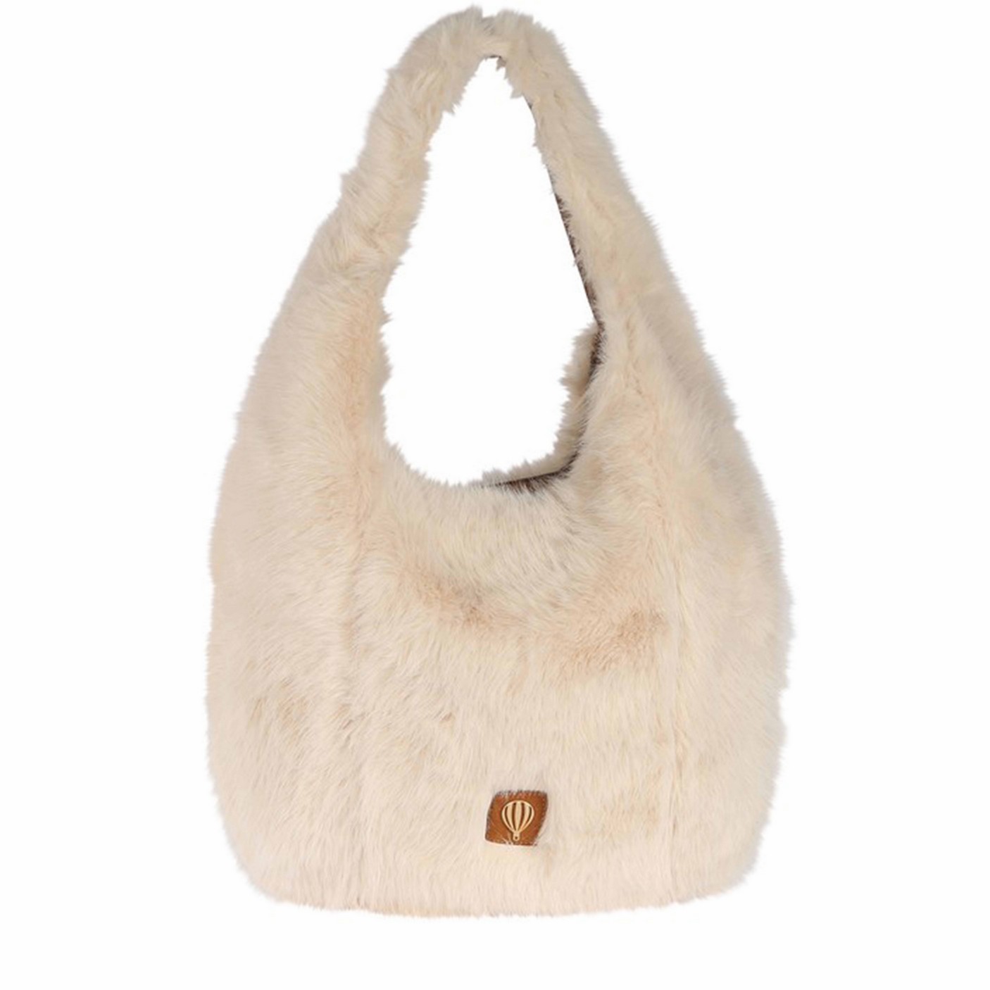 Grand sac effet fourrure tendance - PELLI Ecru