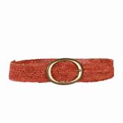 Ceinture unie en crochet grande boucle métal point fantaisie - BOUCLOA Brique