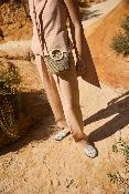 Petit sac en crochet raphia bicolore anse amovible - CHIQUITOA Ecru