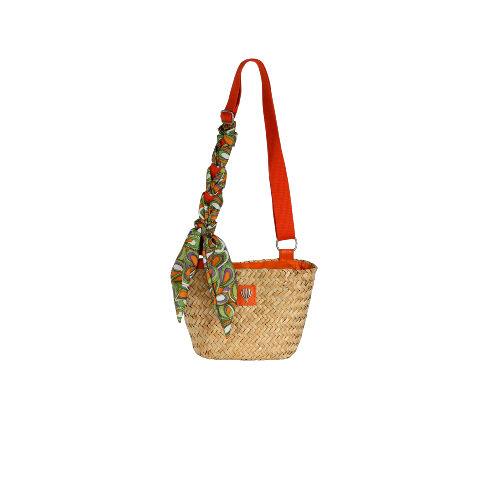 Petit panier tendance avec anse et foulard amovible - PANY Orange