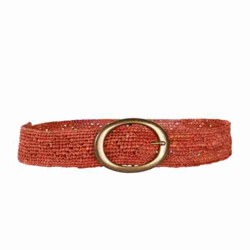 Ceinture unie en crochet grande boucle métal point fantaisie - BOUCLOA Brique