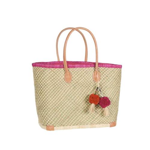 Panier avec bordure colorée - TISSAO- Fuschia Medium