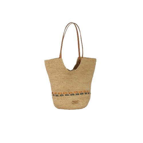 Sac porté épaule iconique forme décolté tresses fantaisies - KOLANA  Ecru / Gris