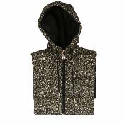 Plastron doudoune léopard tendance avec capuche - FAUVIDOUNE Camel