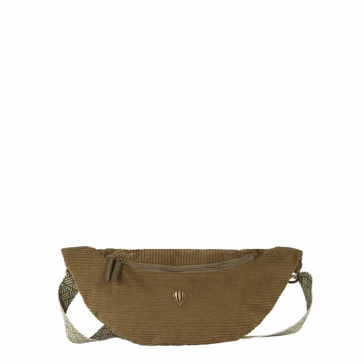 Banane velour cotelé avec anses fantaisie tendance - DUVANA Kaki