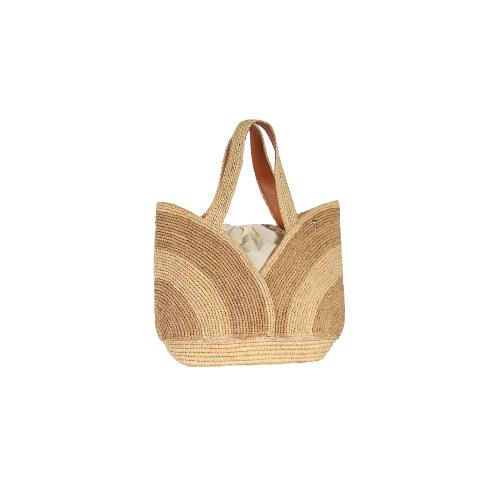 Sac en raphia bicolore forme tulipe tendance - TULIPOA  Ecru/Thé