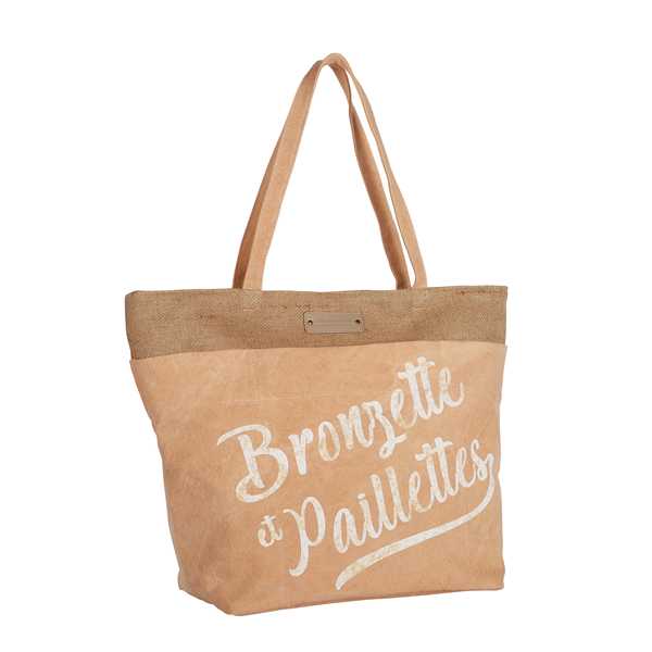 Cabas de plage tendance Jute acidulé avec Message - CAÏPI Jaune