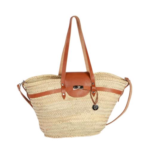Panier naturel tendance finitions et rabat cuir- CYBELE Naturel