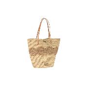 Sac porté épaule iconique avec bulles crochetées en raphia - BULANA Ecru/Thé