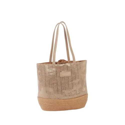 Sac porté épaule tendance brillant motif ethnique - MAJESTIC Beige
