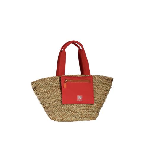 Grand panier de plage avec pochette en néofrène amovible - HOSSEGOR Framboise