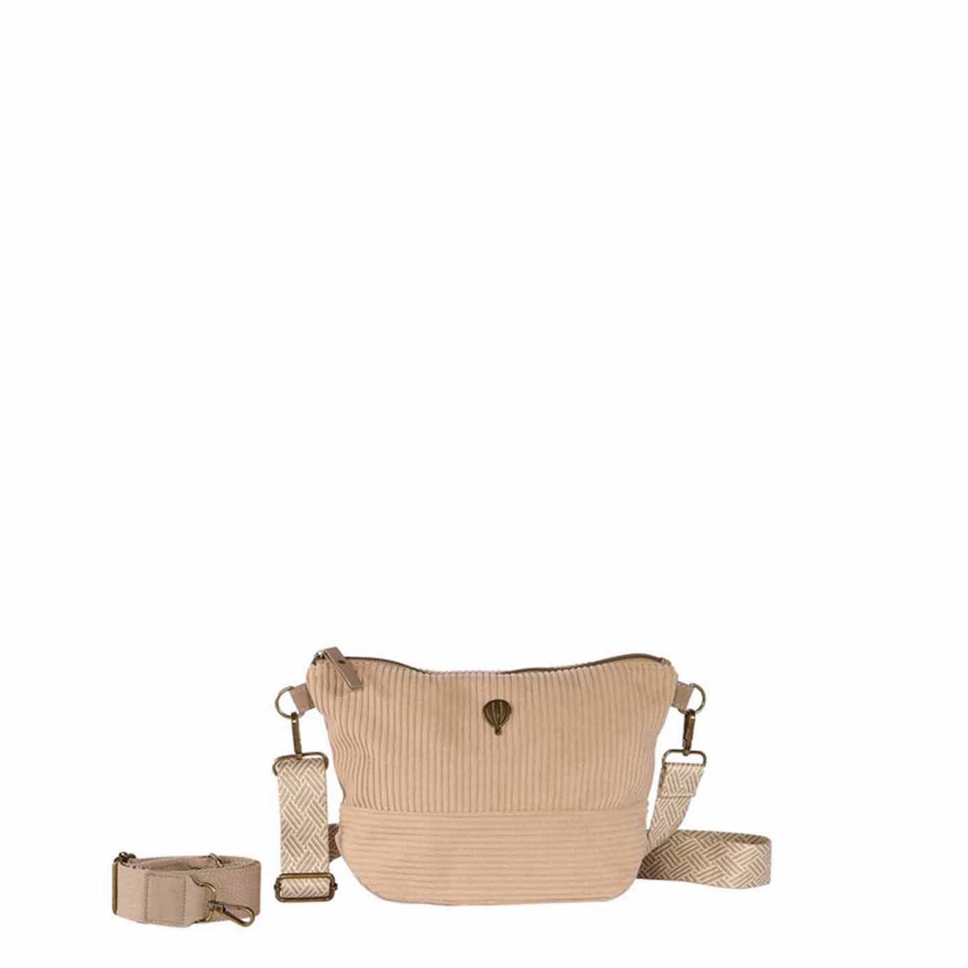 Sac velour cotelé avec 2 anses interchangeables tendance - DUVICA Beige