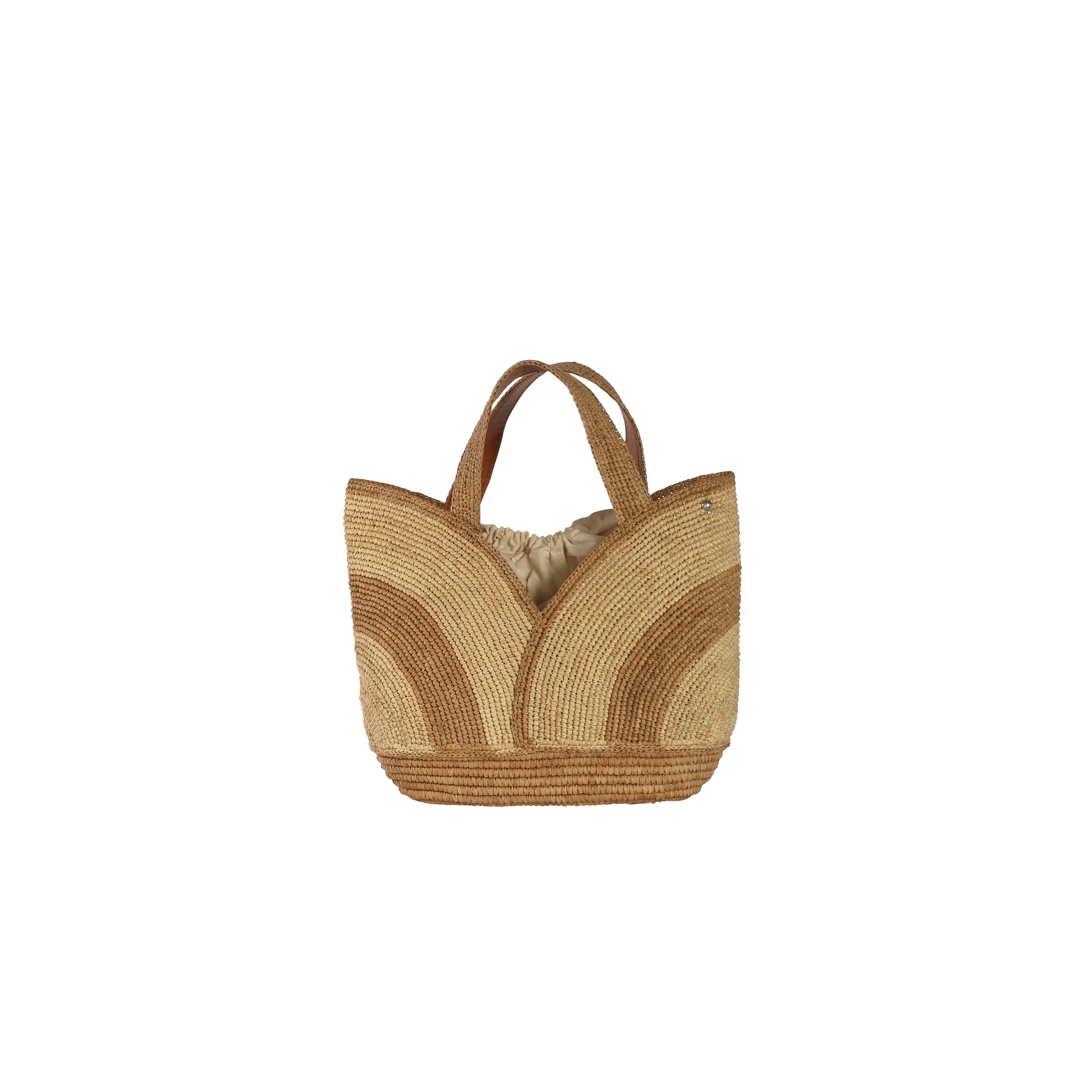Sac en raphia bicolore forme tulipe tendance - TULIPOA  Thé / Ecru