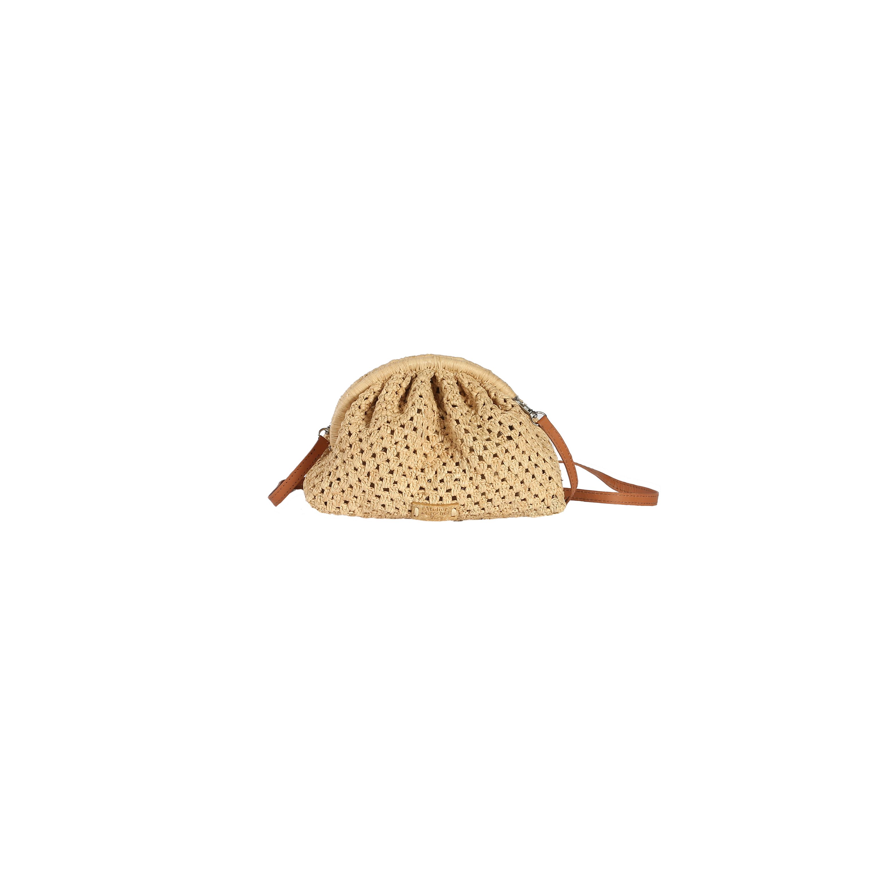 Sac porté travers Clip bag en raphia crocheté - BOURSANOA Ecru