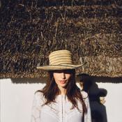 Chapeau tendance ajustable en raphia rayé à bord long - CAPAYA Gris / Ecru