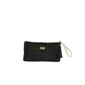 Longue pochette crochet dragonne cuir - LONGISOA Noir
