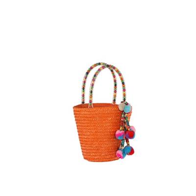 Panier coloré avec pompon et perles de bois - CLOCHETTE Orange