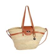 Panier naturel tendance finitions et rabat cuir- CYBELE Naturel