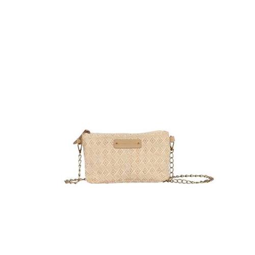 Sac porté travers en toile irisée anse chaine - COMTESSE Ecru