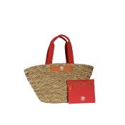 Grand panier de plage avec pochette en néofrène amovible - HOSSEGOR Framboise