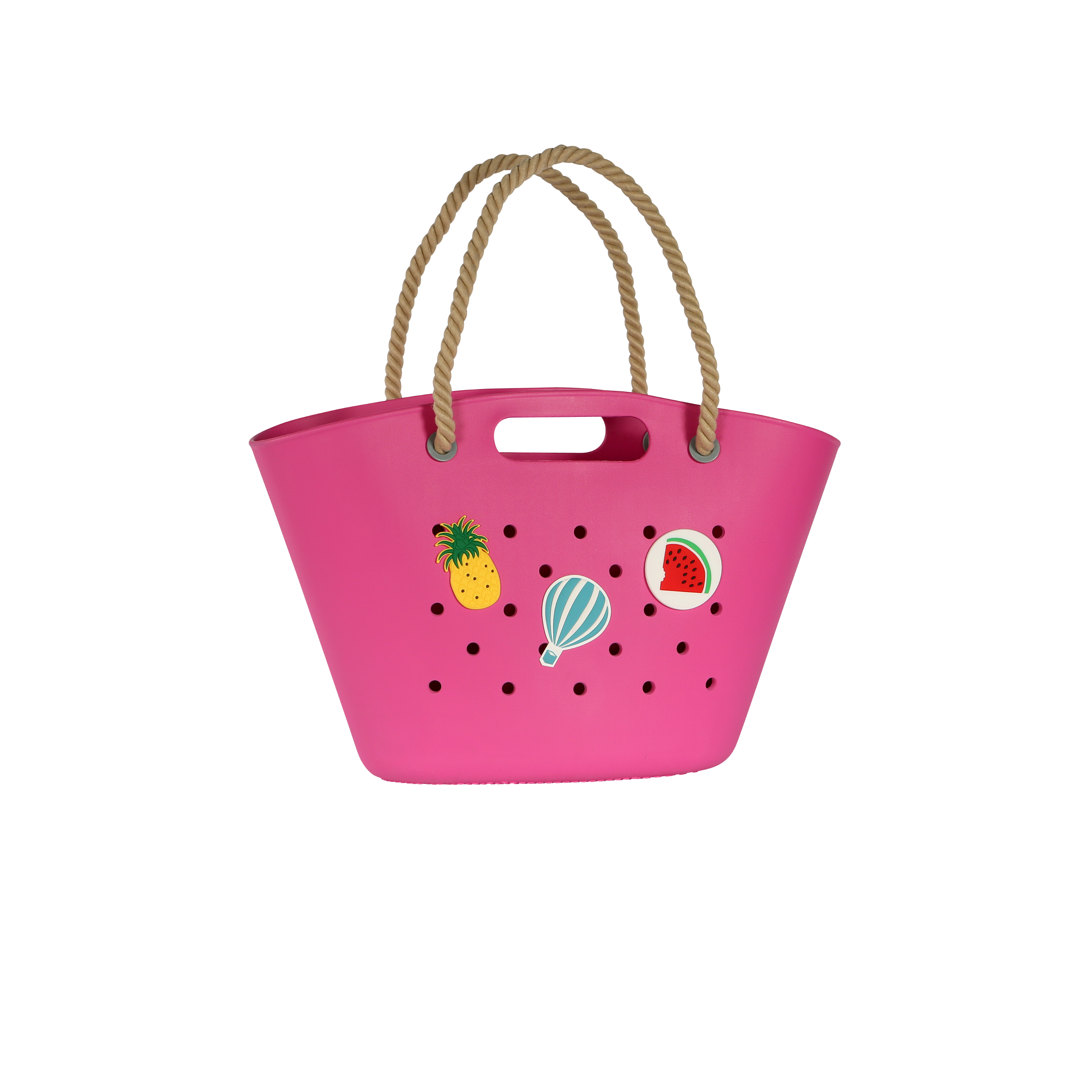 Grand panier coloré en plastique décoré de pins amovibles - PINSA Fuchsia