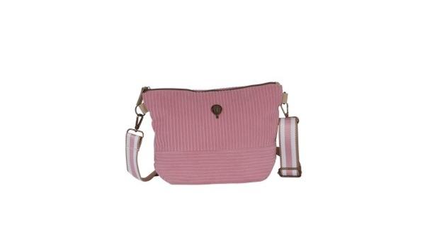 Porté de travers tendance en velour cotelé octobre rose - VELIROSE  Rose pâle