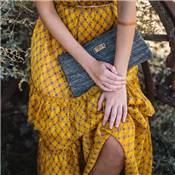 Longue pochette crochet dragonne cuir - LONGISOA Gris