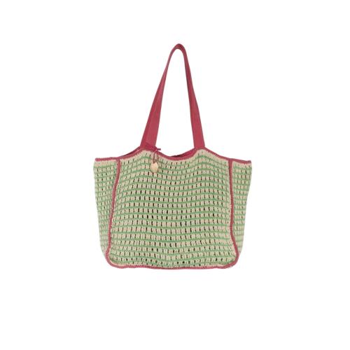 Cabas en crochet coton contratsé tendance  Rose