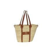 Grand panier porté épaule chic et tensance anses en cuir - JACQUELINE  Naturel
