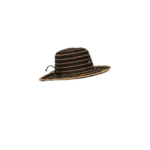 Chapeau tendance ajustable en raphia rayé à bord long - CAPAYA Noir / Thé