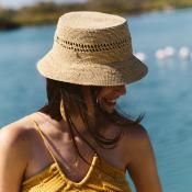 Chapeau bob tendance en raphia ajouré - BOBOA Noir