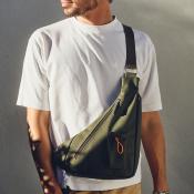 Grande sacoche porté travers homme tendance matière déperlante - SLIDEUR Kaki