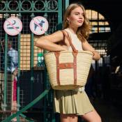 Grand panier porté épaule chic et tensance anses en cuir - JACQUELINE  Naturel