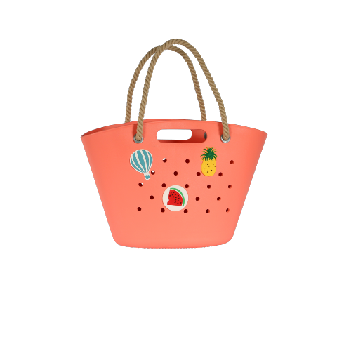 Grand panier coloré en plastique décoré de pins amovibles - PINSA Corail