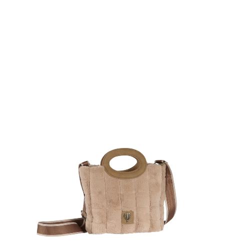 Porté travers effet fourrure avec anse ronde - CAROLE Beige