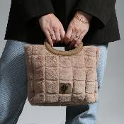 Porté travers effet fourrure avec anse ronde - CAROLE Beige