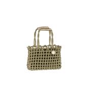 Grand sac porté travers jute irisée et filet tendance - FRANCINE Sauge