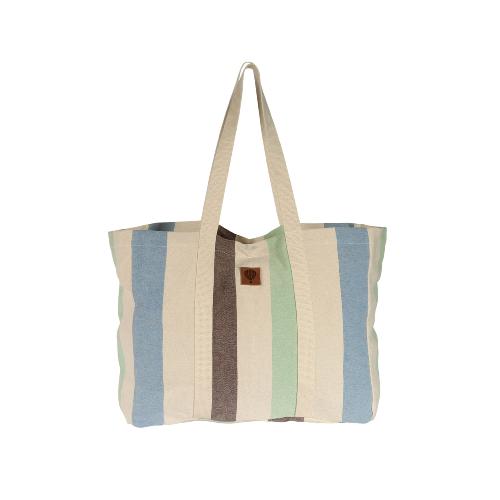 Grand cabas tendance en jute délavé coloré - MAXINEA Bleu/Aqua