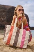 Grand cabas tendance en jute délavé coloré - MAXINEA Bleu/Aqua