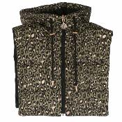 Plastron doudoune léopard tendance avec capuche - FAUVIDOUNE Camel