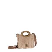 Porté travers effet fourrure avec anse ronde - CAROLE Beige