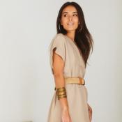 Ceinture unie en crochet boucle métal - CINTOA UNI Gris