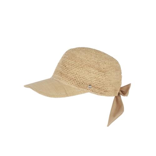 Casquette en raphia et visière rabanne avec ruban ajustable - CAPOA Ecru